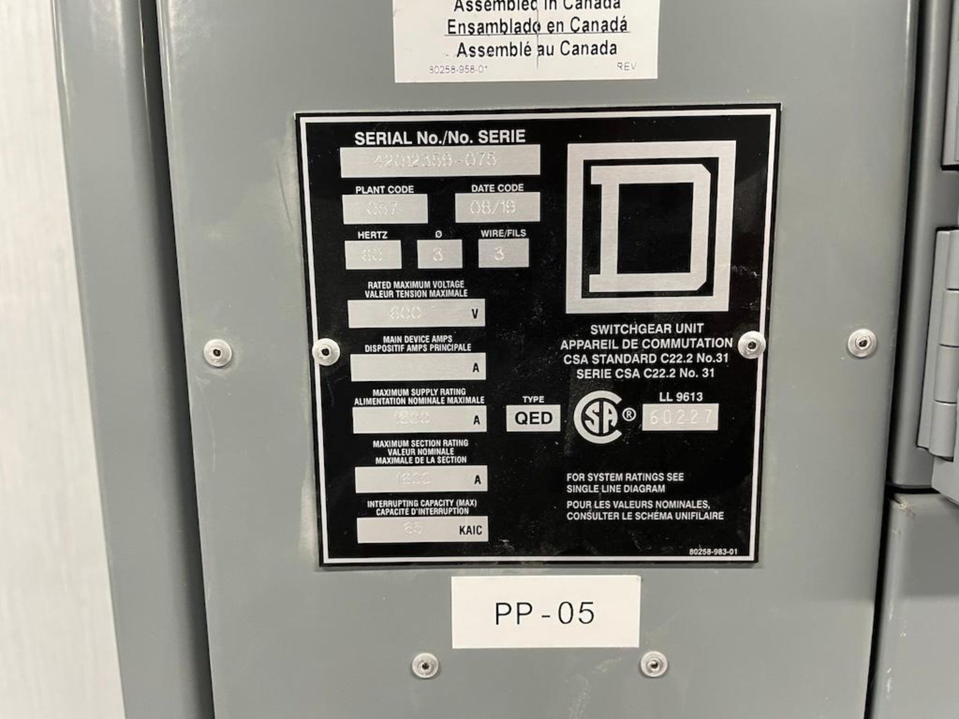 ELECTRICAL MCC ROOM INCLUDING SWITCHES, TRANSFORMERS [4TH FLOOR] - Image 17 of 24