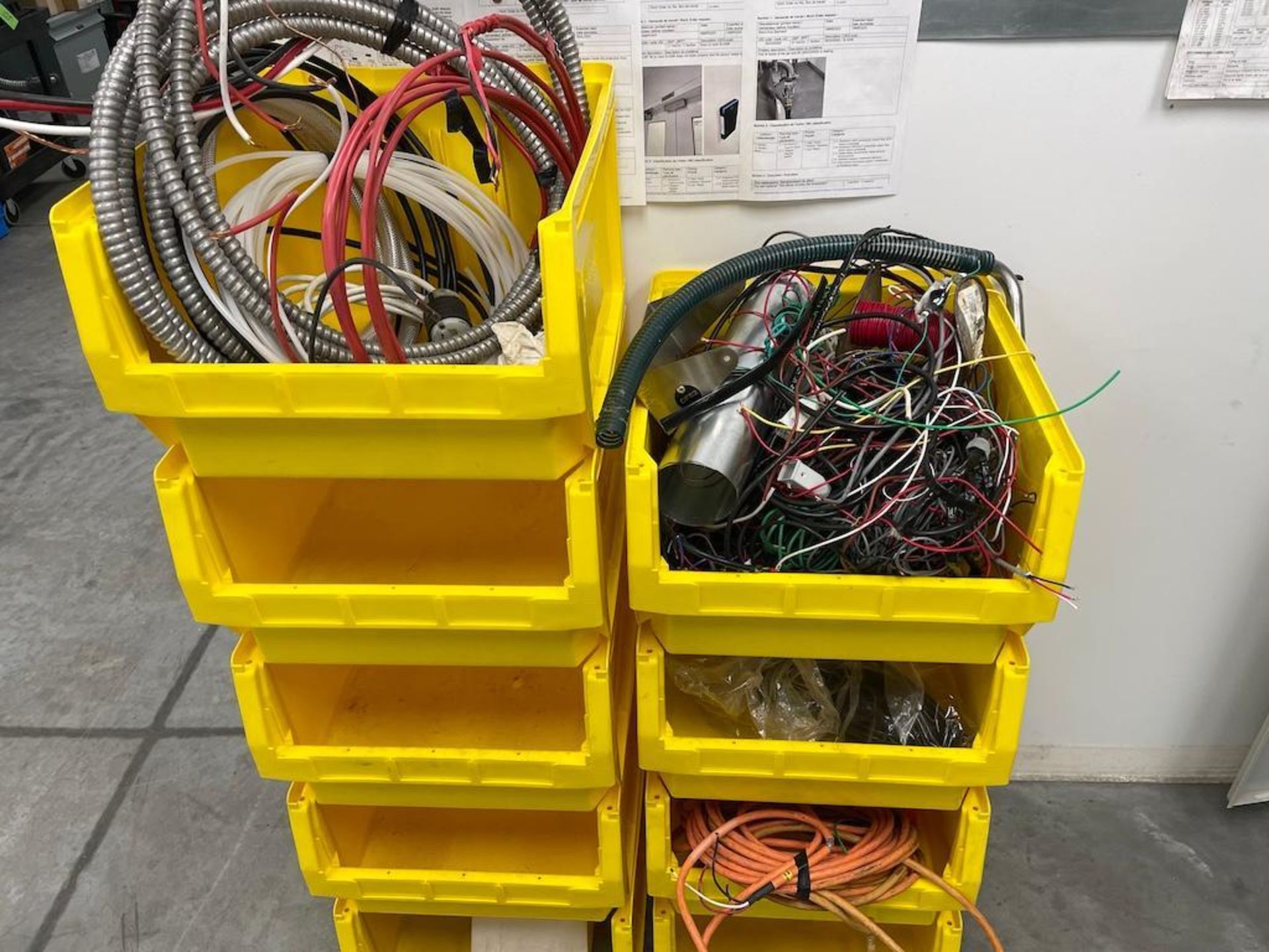 LOT METAL GREY CABINET W CONTENTS, 9 YELLOW BINS W WIRE CONTENTS [MAINTENANCE ROOM] - Image 6 of 6