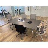 LOT BOARDROOM TABLE 4 X 7 FT W 4 GREY, 1 BLK CHAIR [1ST FL OFFICE]