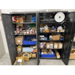 LOT 2 METAL CABINETS W CONTENTS: LEESON ADJUSTABLE MOTOR CONTROLS, SKY TOPPOWER CONTROLS, HARDWARE,