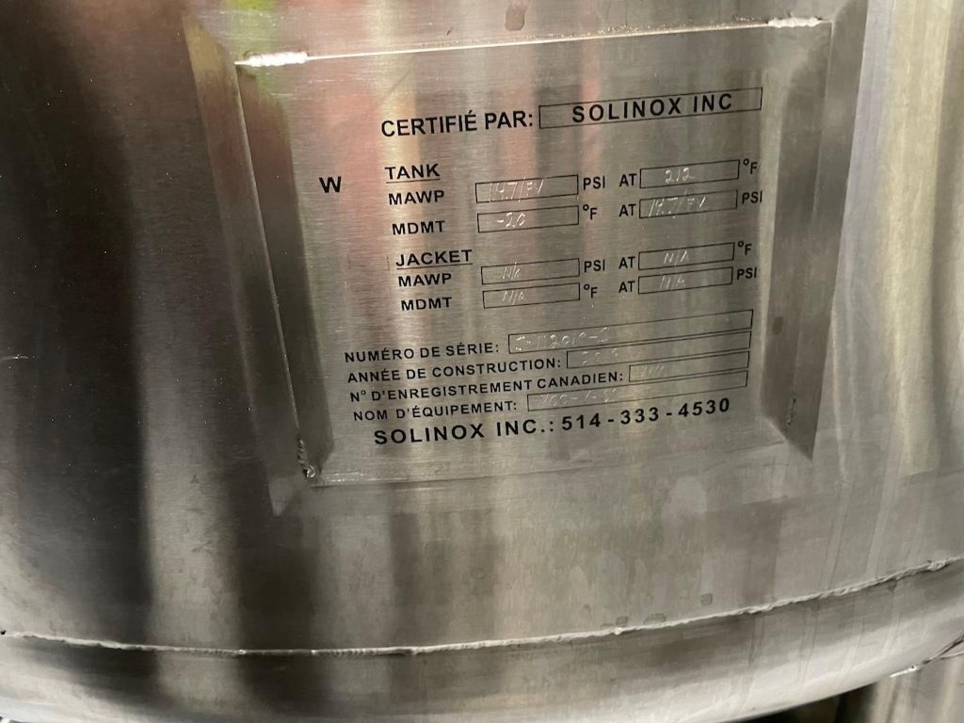 2019 TEKNEMA CIP SYSTEMS, INCLUDES: CIP TANK 2019 SOLINOX SERIES J-112018-2, CIP RECIRCULATION PUMP, - Image 9 of 9