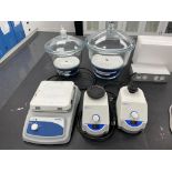 LOT (2) FISHER BRAND ANALOG VORTEX, VWR HOTPLATE, (2) GLASS SILICA DRY CONTAINERS [LAB]