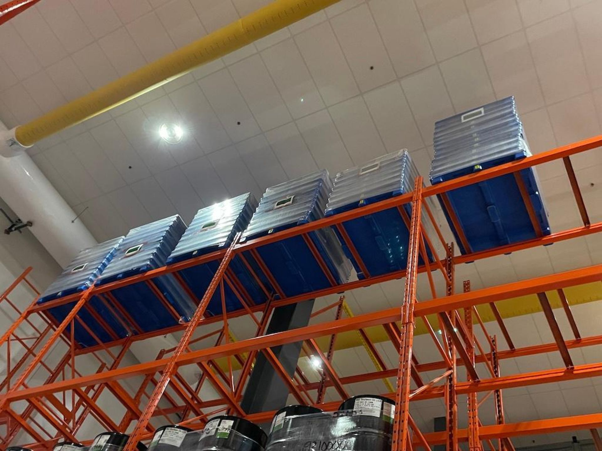 LOT 11 PALLETS OF STACKED PLASTIC PALLETS, 3000 LB RACK CAPACITY, 4 WAY [1ST FLOOR RACKING AREA] NOT