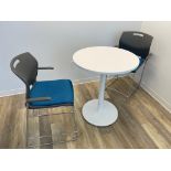 LOT (2) HIGH TOP 2.5 FT DIA ROUND TABLES, (4) HIGH STOOLS [2ND FL OFFICE]