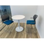 LOT (2) HIGH TOP 2.5 FT DIA ROUND TABLES, (4) HIGH STOOLS [2ND FL OFFICE]