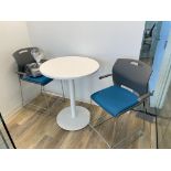 LOT (2) HIGH TOP 2.5 FT DIA ROUND TABLES, (4) HIGH STOOLS [1ST FL OFFICE]