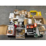 LOT ASSORTED FESTO GAUGES, CRANE SCALE, DIAL INDICATORS, BATTERY ASSEMBLY, STAINLESS STEEL COMPONENT