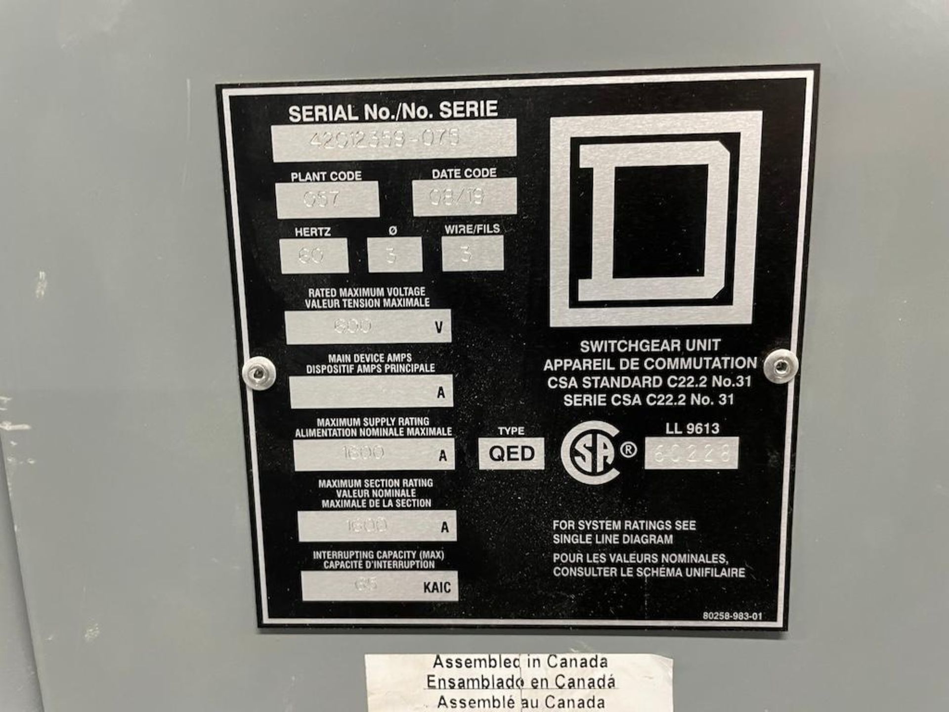 ELECTRICAL MCC ROOM INCLUDING SWITCHES, TRANSFORMERS [4TH FLOOR] - Image 18 of 24