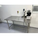 LOT STAINLESS STEEL TABLE 60 X 30 IN, BROOKFIELD DVI + VISCOMETER, W BROOKFIELD TC-150 WATER BATH [2