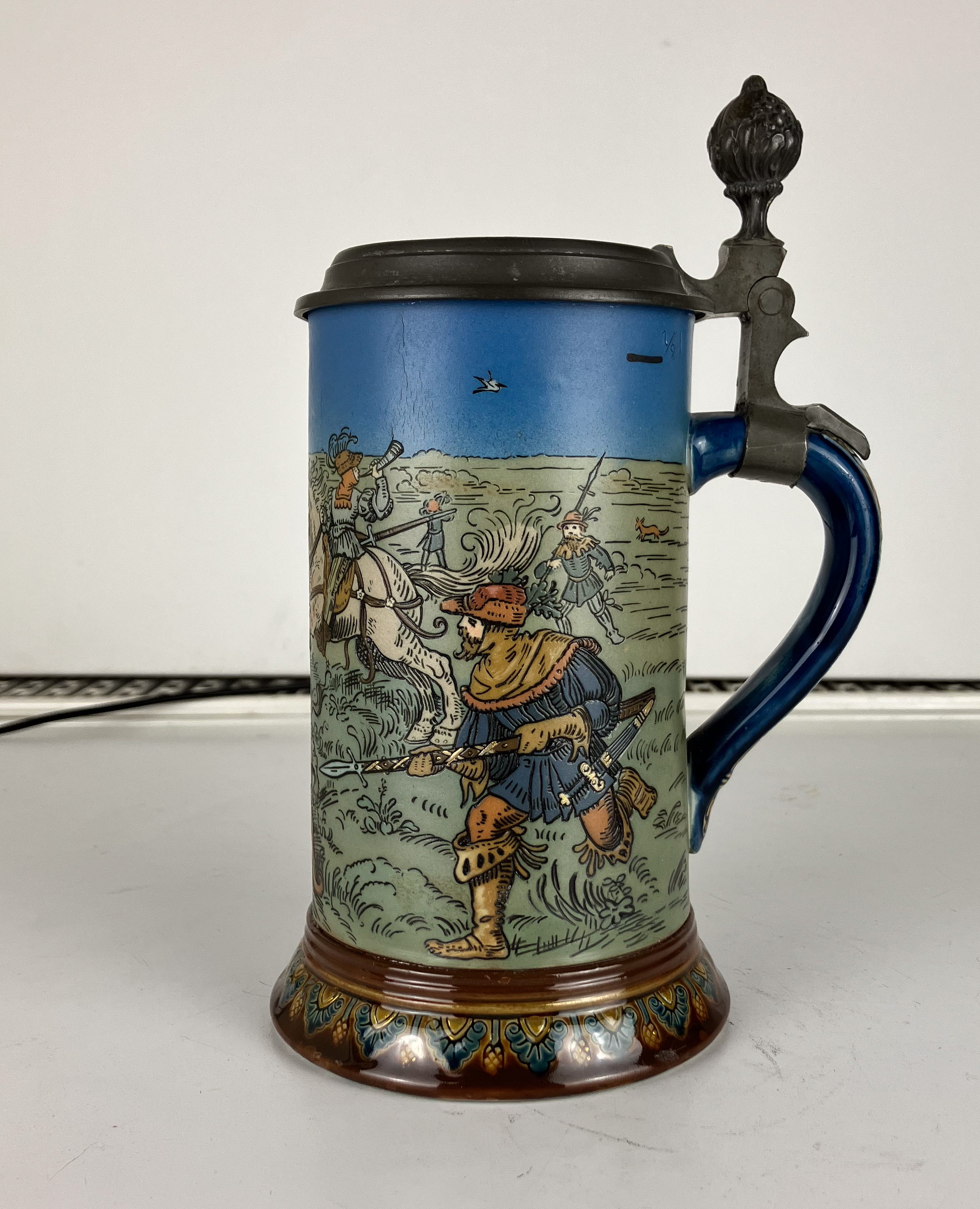 Mettlach #2083, German Beer Stein, Hunting in the Middle Ages - Image 3 of 7