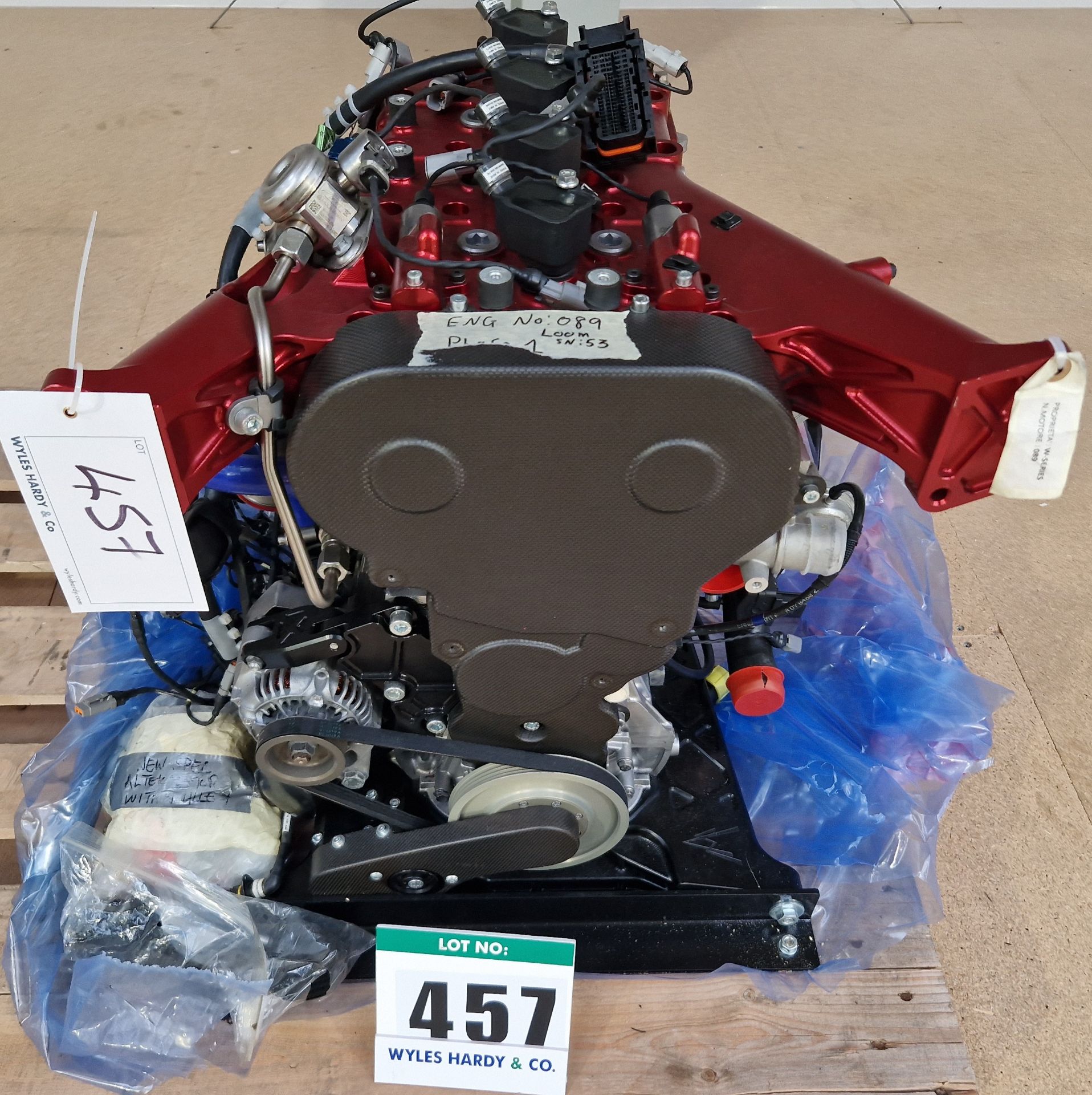 One ALPHA ROMEO 1.75L Twin Overhead Cam Turbocharged Race Car Engine, No. 089, known to be