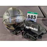 A SPADA Open Face Helmet with Drop Down Visor, Size L (59-60cm), ECE R22-5 with Storage Bag