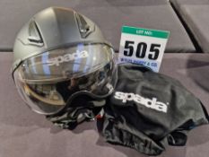 A SPADA Open Face Helmet with Drop Down Visor, Size L (59-60cm), ECE R22-5 with Storage Bag