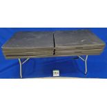 Five 6ft x 2ft 6 inch Black Plastic Folding Steel Framed Tables