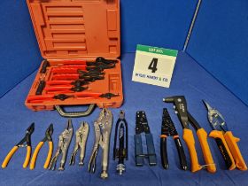 A Selection of Hand Tools comprising:- One Pair IRWIN 9 inch Mole Grips, One Pair IRWIN 6 inch