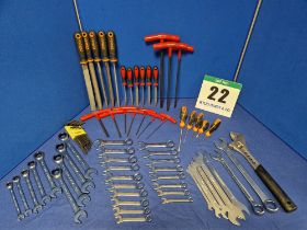 One Set of Various Hand Tools comprising:- Six Thin Double Ended Spanners - 6 and 7mm/ 8 and 9mm/