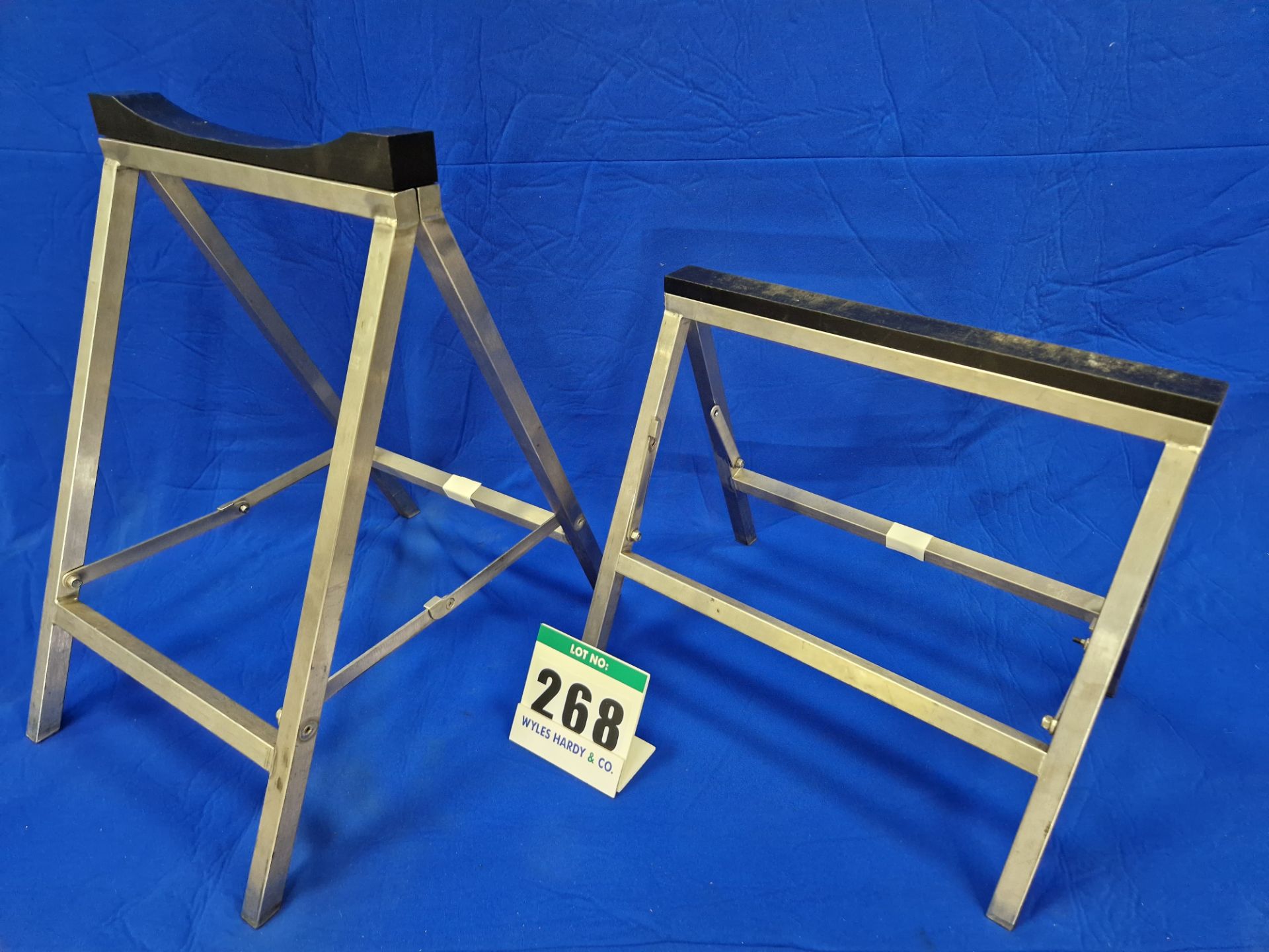 One Pair of Folding Stainless Steel Open Wheel Race Car Stands (Front and Rear)