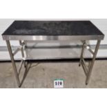 One 1200mm x 600mm Stainless Steel Folding Table with Rubber Mat covered Top Surface