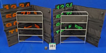 One Pair of BG RACING Pit Boards in Fabric Storage and Carry Cases with A FASTIME 21 Digital Stop