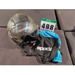 A SPADA Open Face Helmet with Drop Down Visor, Size M (57-58cm), ECE R22-5 with Soft Storage Bag