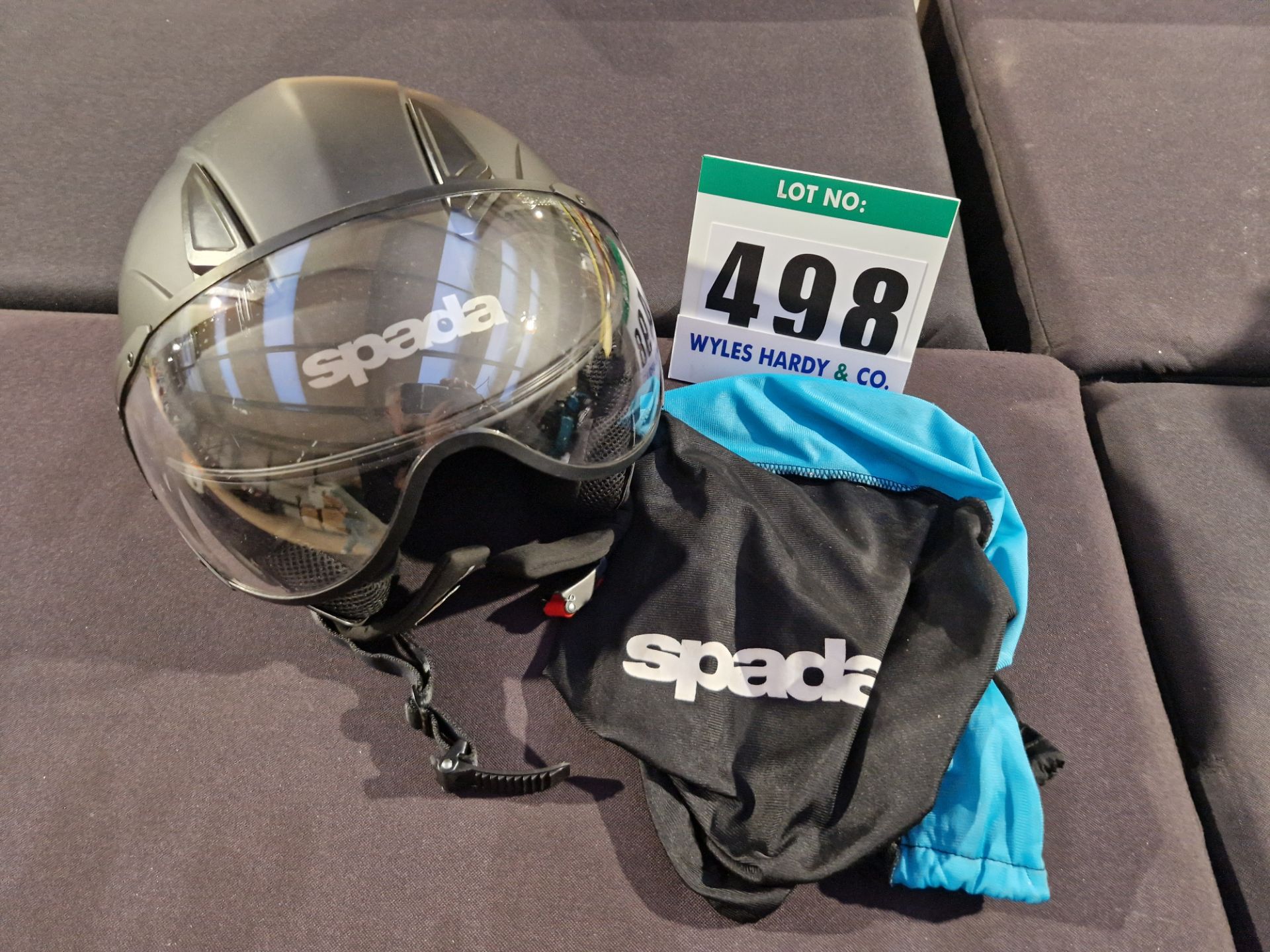 A SPADA Open Face Helmet with Drop Down Visor, Size M (57-58cm), ECE R22-5 with Soft Storage Bag