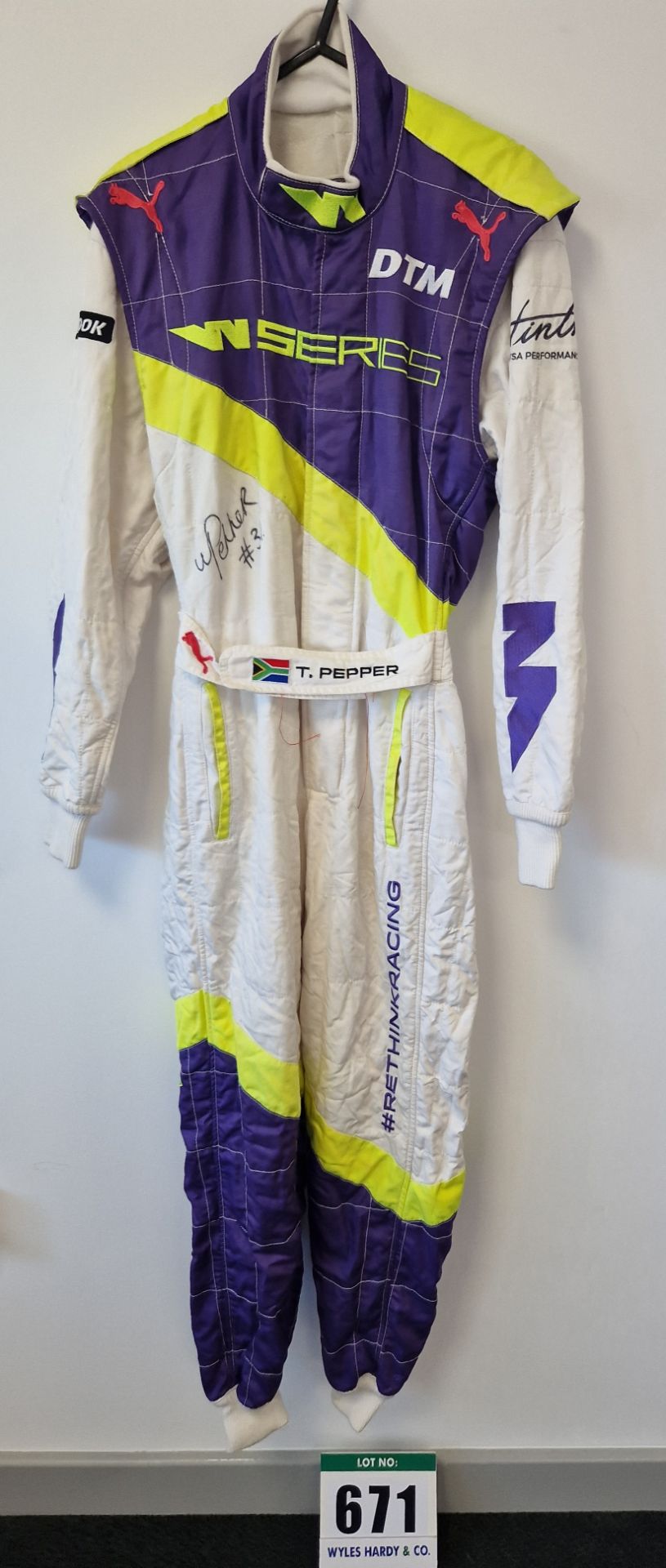 One PUMA FIA approved Race Suit (Size - Made to Measure) worn by Tasmin Pepper and signed by her wit
