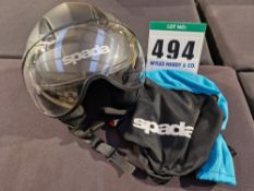 A SPADA Open Face Helmet with Drop Down Visor, Size M (57-58cm), ECE R22-5 with Soft Storage Bag