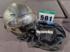 A SPADA Open Face Helmet with Drop Down Visor, Size L (59cm), ECE R22-5 with Storage Bag