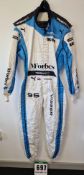 One PUMA FIA approved Race Suit in M FORBES MOTORPORT Colours worn by Beitske Visser, signed by her