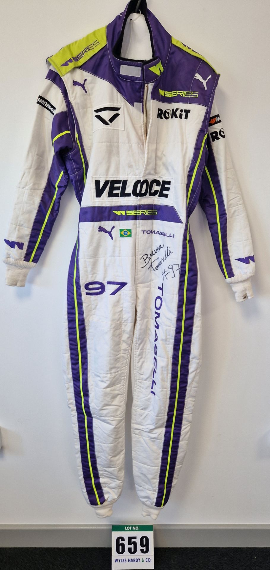 One PUMA FIA approved Race Suit (Size - Made to Measure) worn by Bruna Tomaselli and signed by her