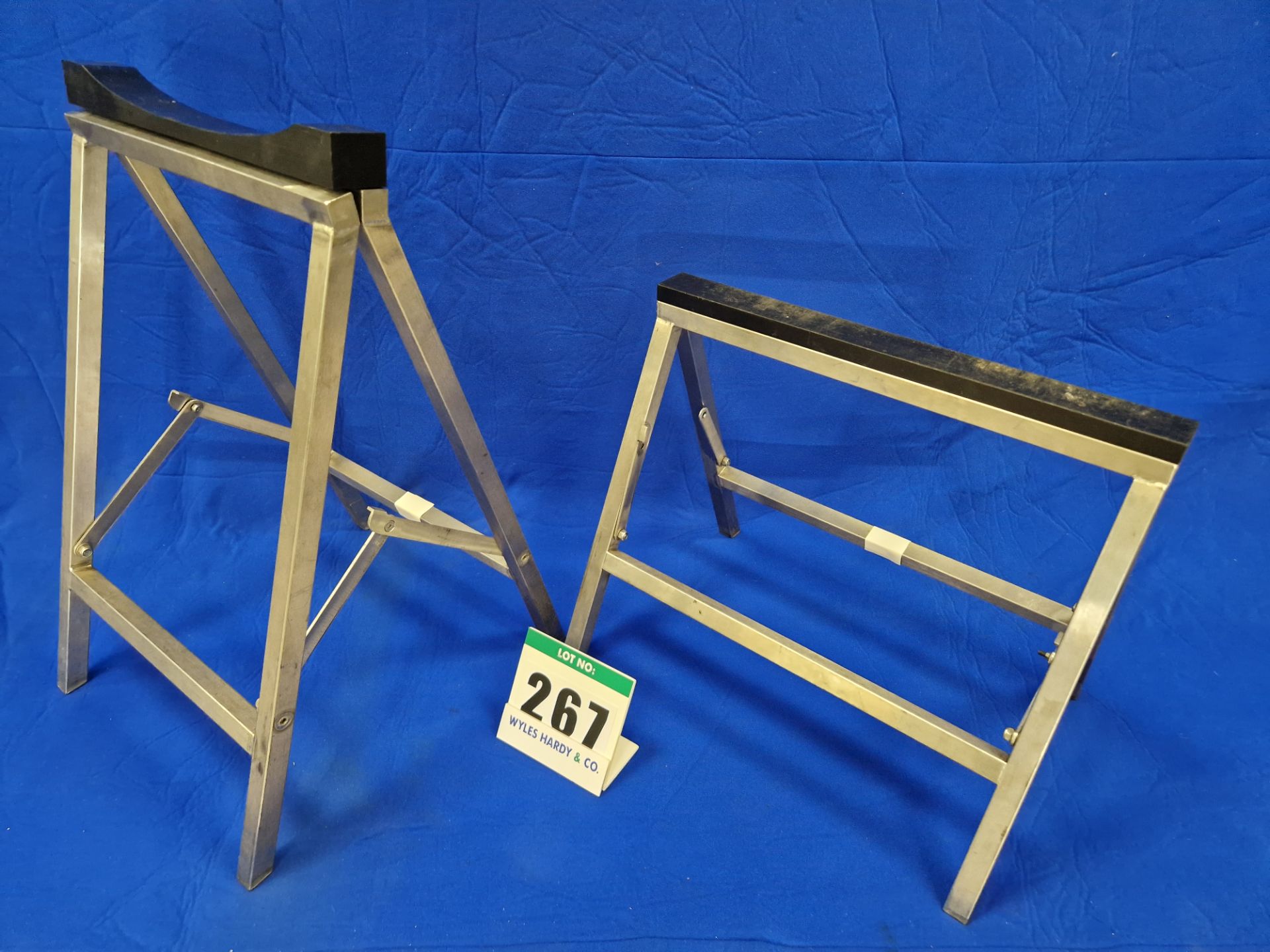 One Pair of Folding Stainless Steel Open Wheel Race Car Stands (Front and Rear)