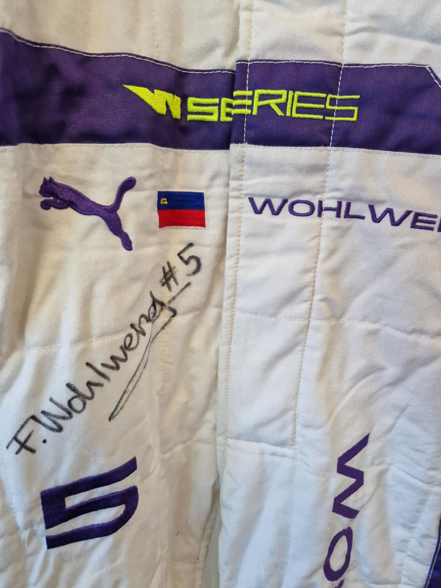One PUMA FIA approved Race Suit (Size - Made to Measure) worn by Fabienne Wohlwend and signed by her - Image 2 of 2