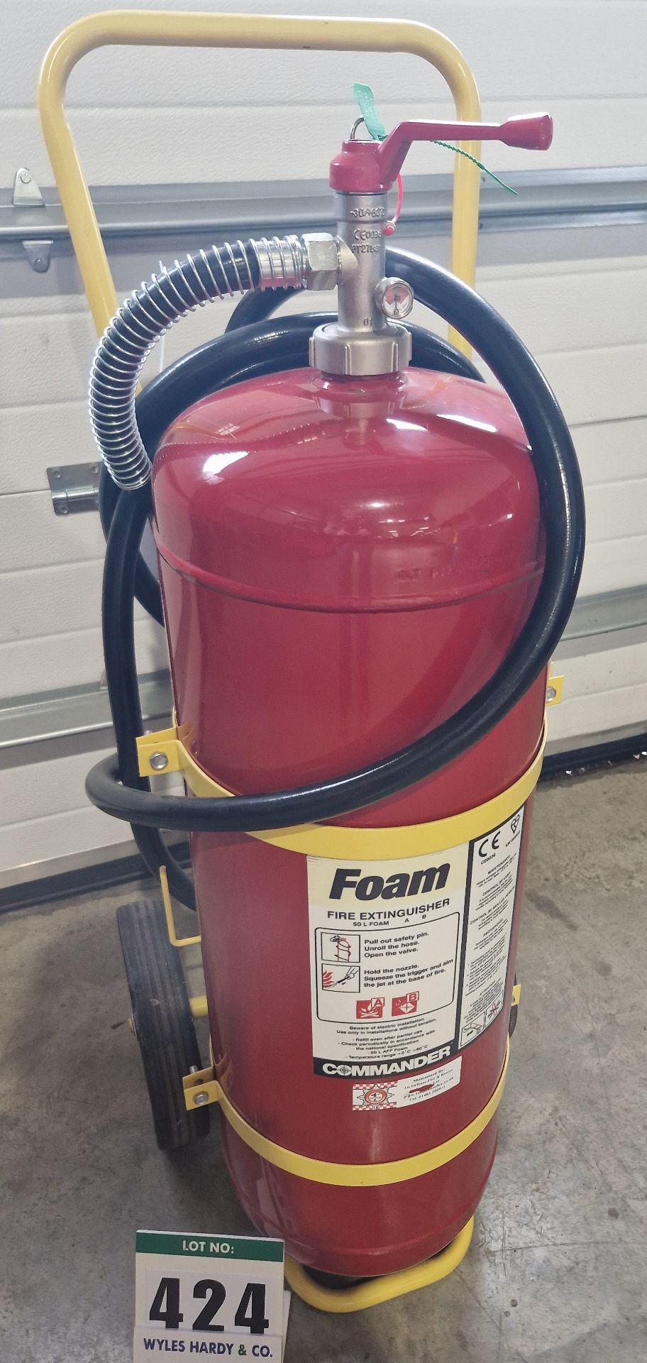 One COMMANDER 50-Litre Foam Fire Extinguisher on Steel Barrow - Tested until 07/24