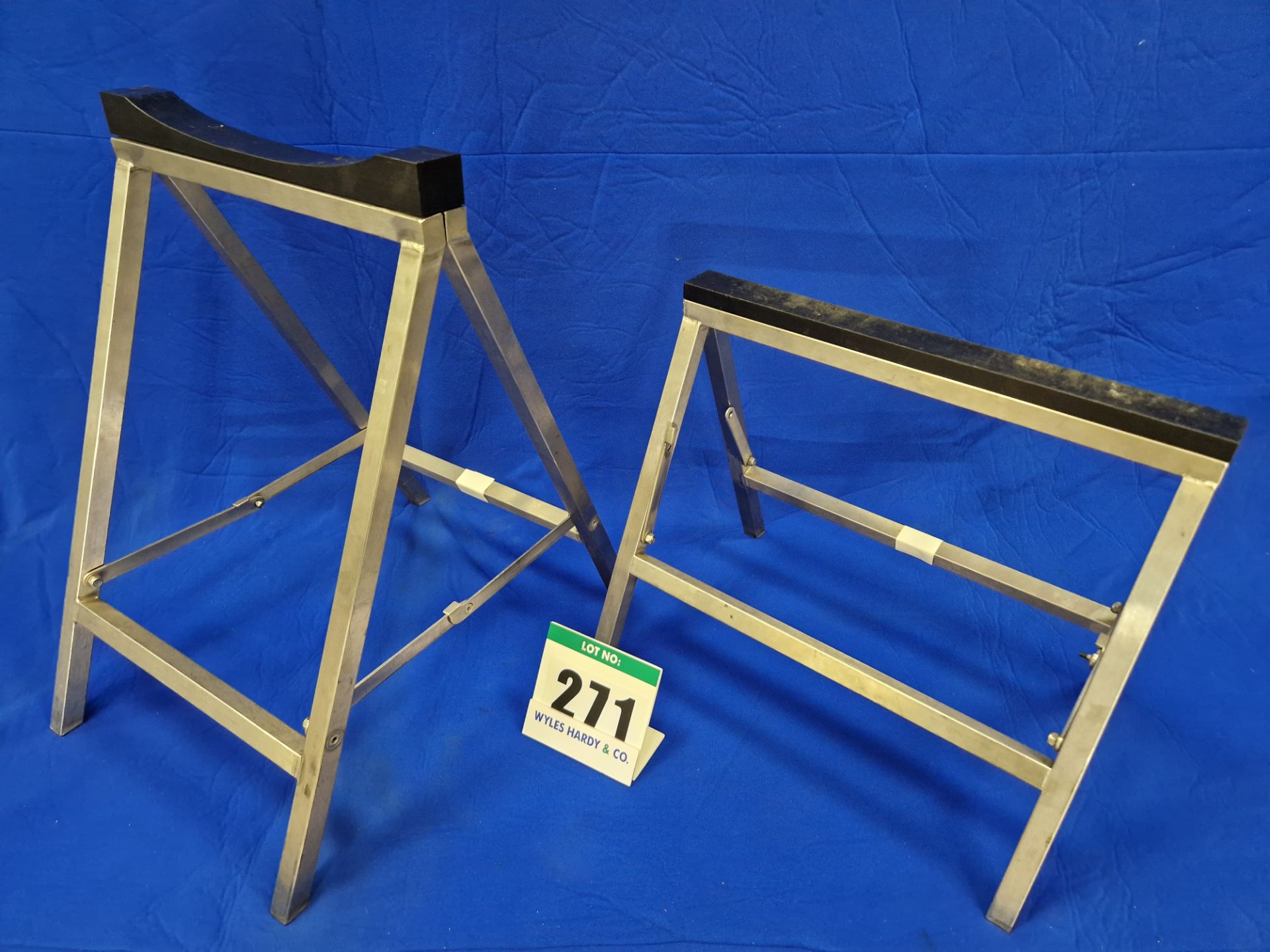 One Pair of Folding Stainless Steel Open Wheel Race Car Stands (Front and Rear)