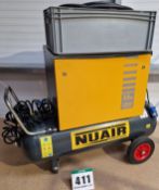 One NUAIR 3.0Hp Silent Cabinet Enclosed Air Compressor on A Wheeled 100-Litre Horizontal Welded