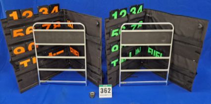 One Pair of BG RACING Pit Boards in Fabric Storage and Carry Cases with A FASTIME 21 Digital Stop