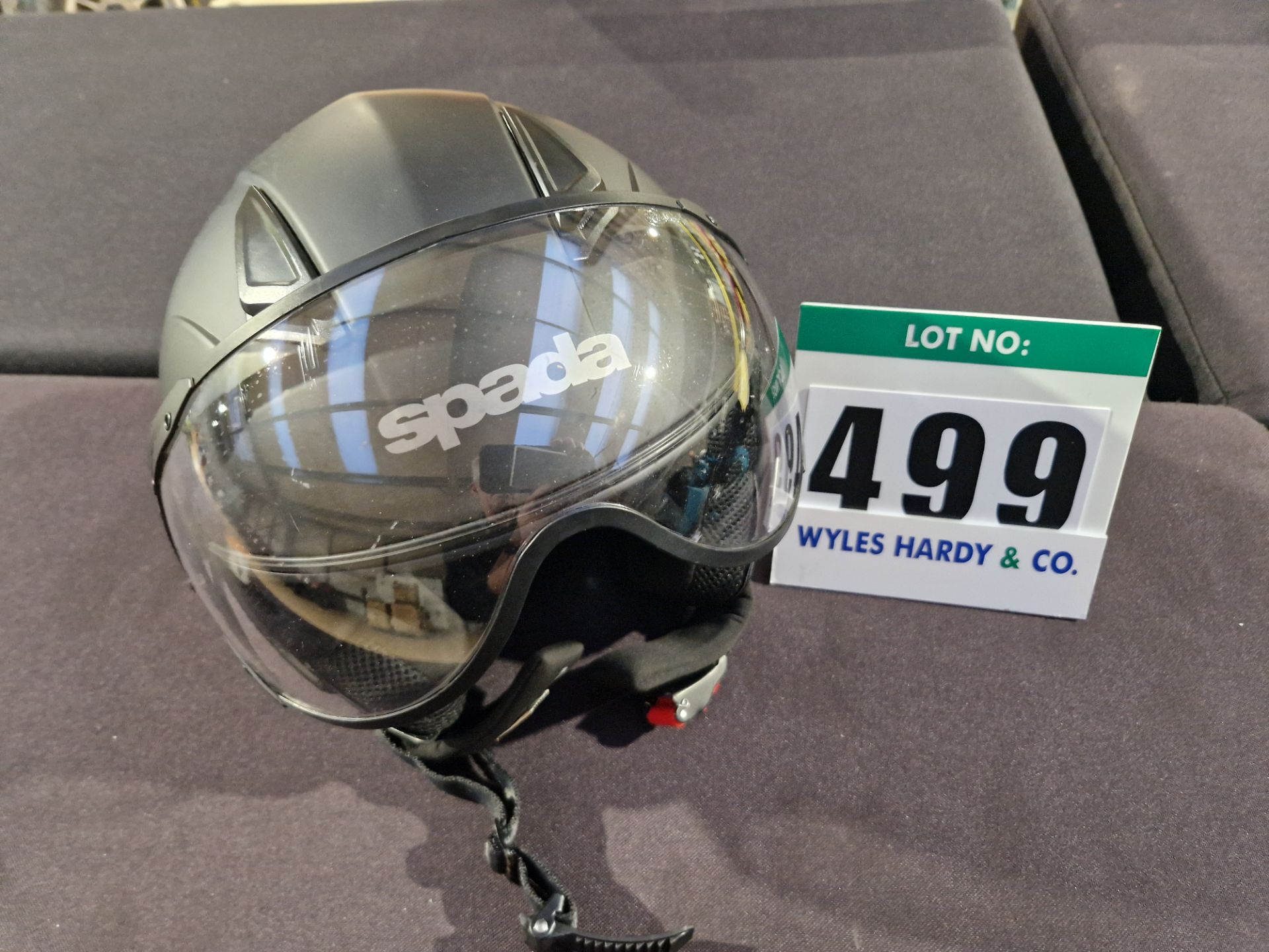 A SPADA Open Face Helmet with Drop Down Visor, Size M (57-58cm), ECE R22-5