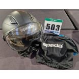 A SPADA Open Face Helmet with Drop Down Visor, Size L (59cm), ECE R22-5 with Storage Bag