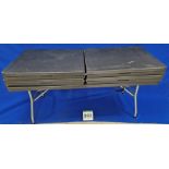 Five 6ft x 2ft 6 inch Black Plastic Folding Steel Framed Tables