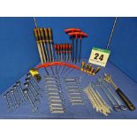 One Set of Various Hand Tools comprising:- Six Thin Double Ended Spanners - 6 and 7mm/ 8 and 9mm/