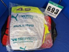 One Unworn PUMA FIA approved Suit embroidered with the name Pulling in a Kit Bag