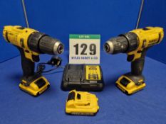 Two DEWALT DCD 716 Type 1 10.8V Battery Electric Variable Torque 2-Speed Reversible Drill Drivers