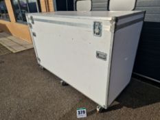 One 2280mm long x 1490mm tall x 900mm Castor mounted Flight Case containing A Quantity of Pit Garage