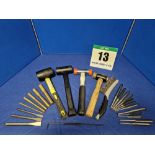 One Set of Various Hand Tools comprising:- One Set of Five Brass Drifts - 19mm/16mm/12mm/10mm/6mm,