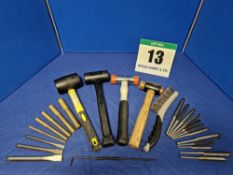 One Set of Various Hand Tools comprising:- One Set of Five Brass Drifts - 19mm/16mm/12mm/10mm/6mm,