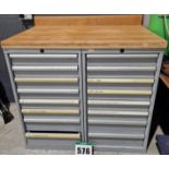 One LISTA 7-Drawer Tool Cabinet and One LISTA 8-Drawer Tool Cabinet complete with Solid Timber