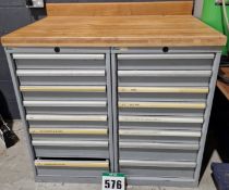 One LISTA 7-Drawer Tool Cabinet and One LISTA 8-Drawer Tool Cabinet complete with Solid Timber