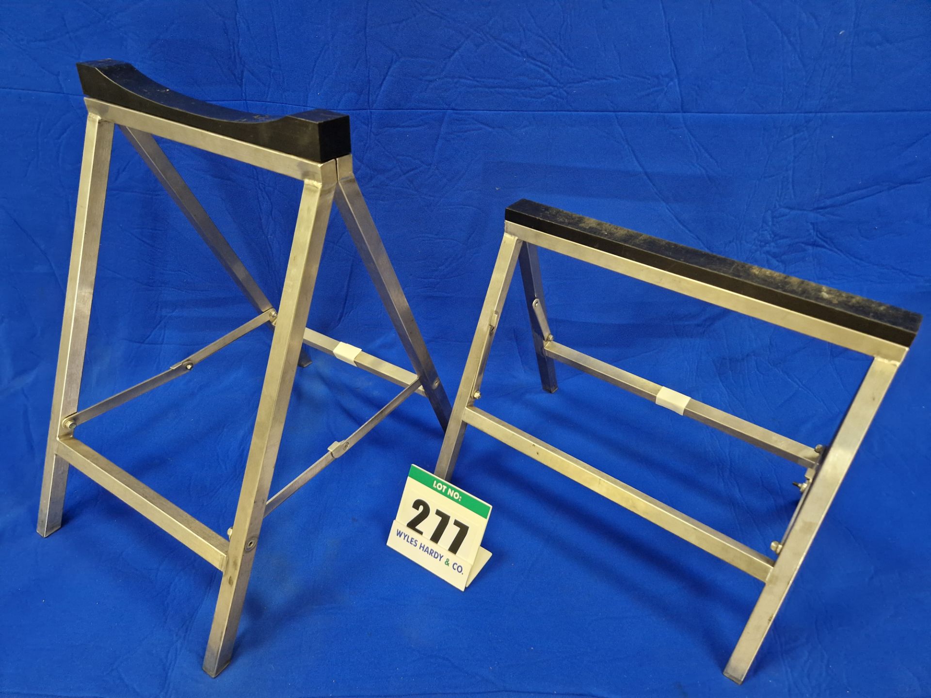 One Pair of Folding Stainless Steel Open Wheel Race Car Stands (Front and Rear)