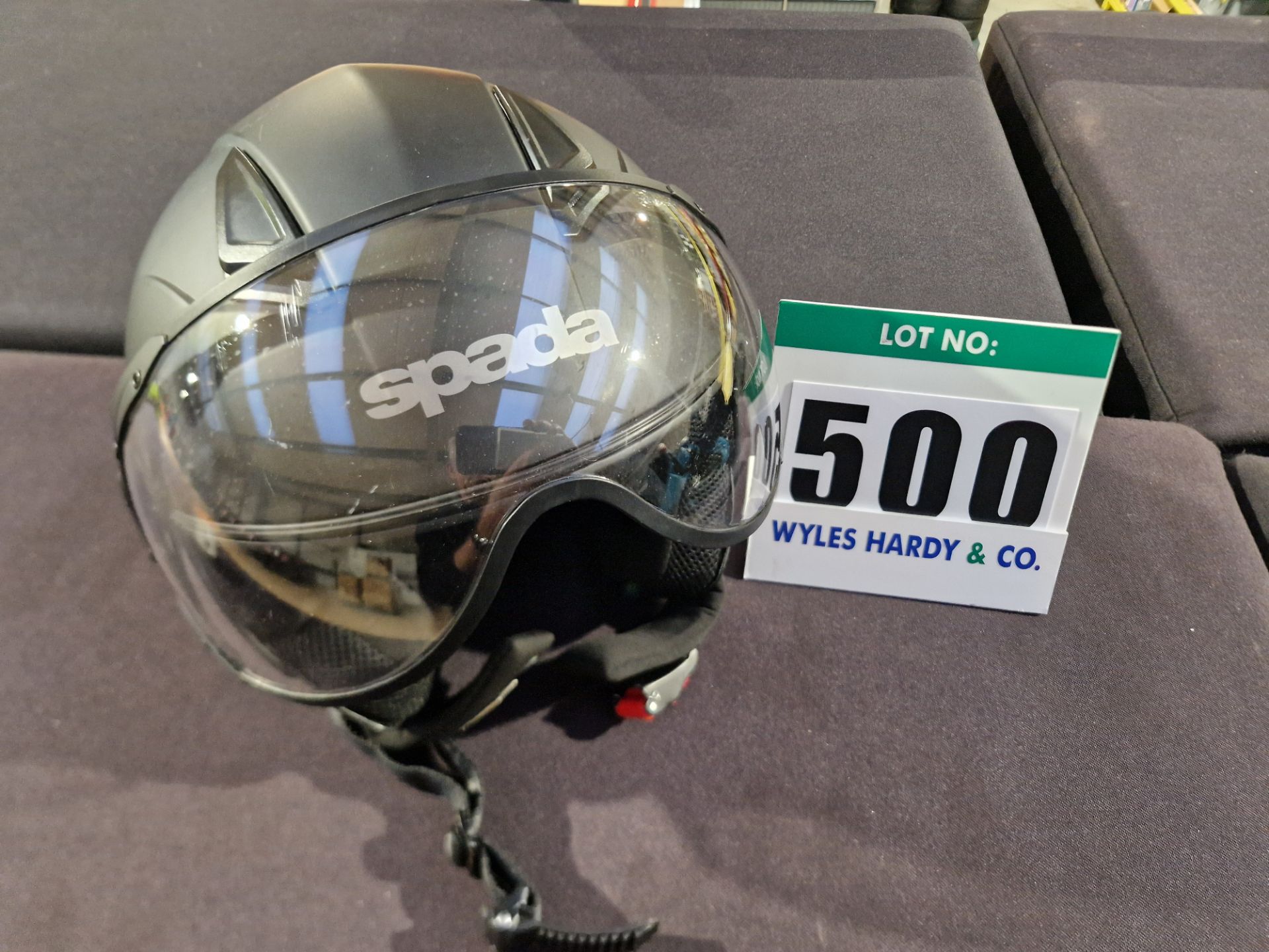 A SPADA Open Face Helmet with Drop Down Visor, Size M (57-58cm), ECE R22-5
