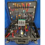 One Wheeled Electrical/I.T. Related Tool Case containing a Selection of Hand Tools